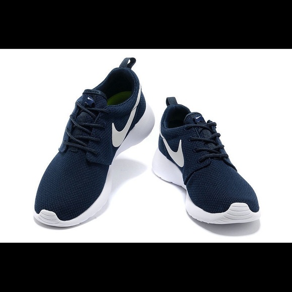 navy blue and white nikes